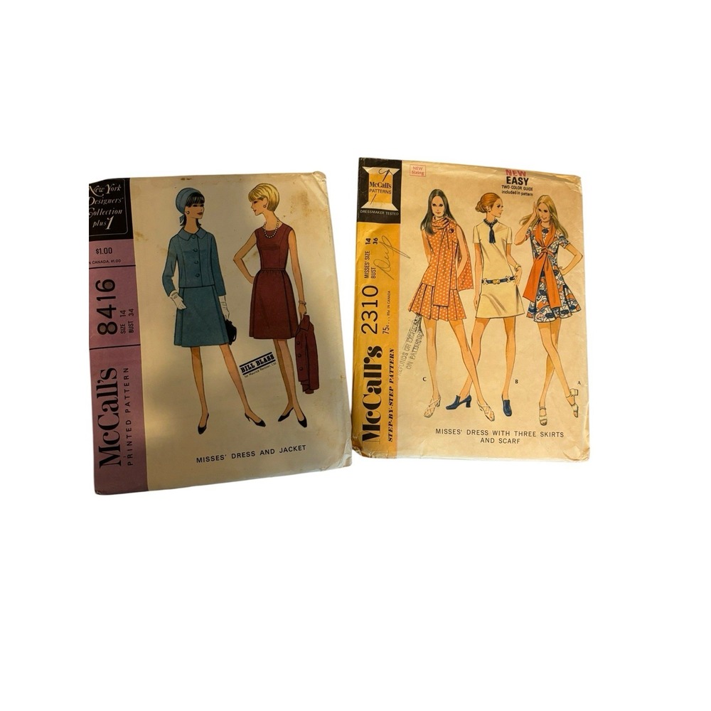 Vintage McCall's Sewing Pattern Lot of 11 1960s 1970s Dresses Designer Cut - Picture 7 of 8